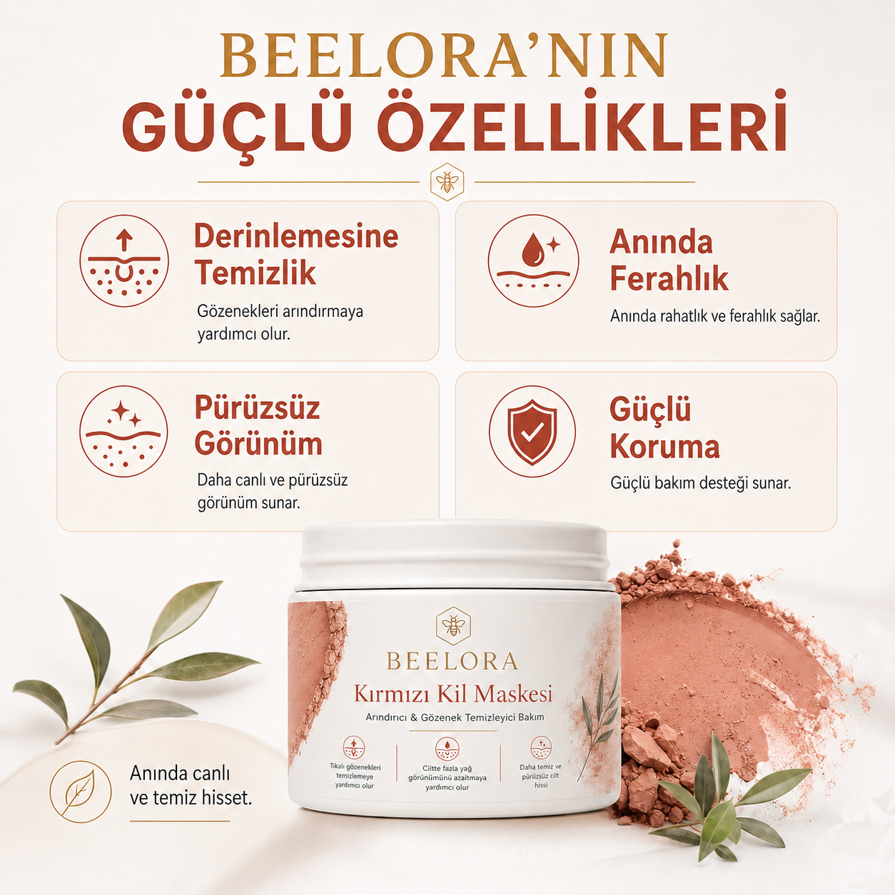 BeeLora Kırmızı Kil Maskesi